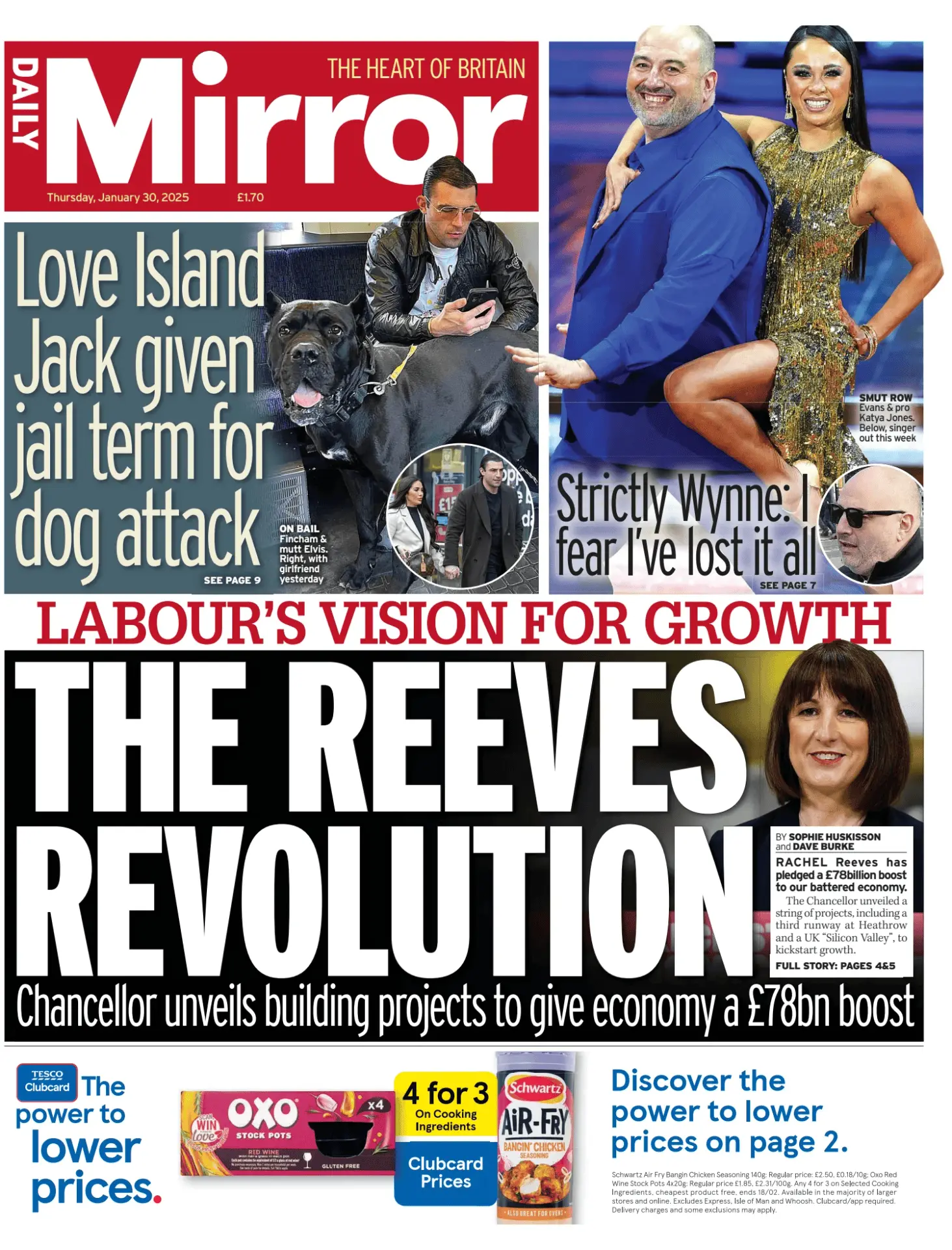 Prima-pagina-Daily Mirror-edizione-di-oggi-30-01-2025